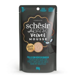 Schesir After Dark Velvet Mousse Cat Pouch Chicken With Quail Egg (80g)