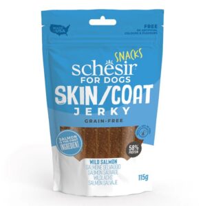 Schesir For Dog Snack Pouch training Skin&coat Jerky Salmon (115g/100pcs)