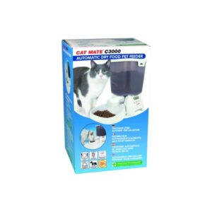 Flamingo Cat Mate Automatic Dry Food Feeder Bowl White (21.5 x 21 x 34cm - 3Kg)